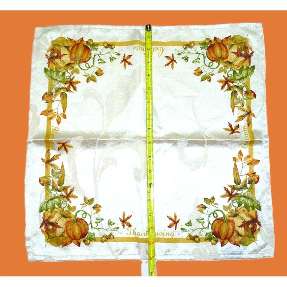 4 Croft & Barrow Cloth Thanksgiving Napkins, Harvest Celebrate Autumn Pumpkin